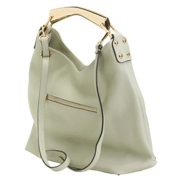 CHEVAL Made In Italy Leather Hobo With Metal Hardware Strap